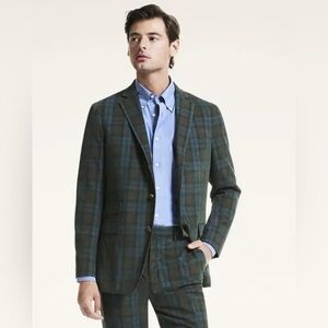 Men's Tartan Blazer in Green and Blue